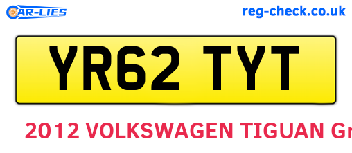 YR62TYT are the vehicle registration plates.