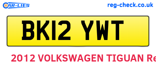 BK12YWT are the vehicle registration plates.