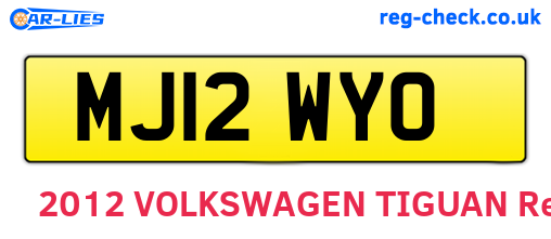 MJ12WYO are the vehicle registration plates.