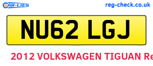 NU62LGJ are the vehicle registration plates.