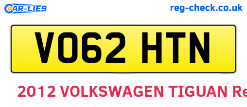 VO62HTN are the vehicle registration plates.