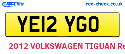 YE12YGO are the vehicle registration plates.