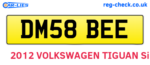 DM58BEE are the vehicle registration plates.