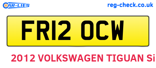 FR12OCW are the vehicle registration plates.