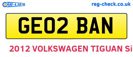 GE02BAN are the vehicle registration plates.