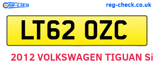 LT62OZC are the vehicle registration plates.