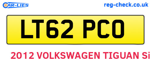 LT62PCO are the vehicle registration plates.
