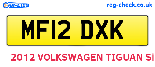 MF12DXK are the vehicle registration plates.