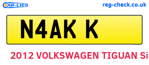 N4AKK are the vehicle registration plates.