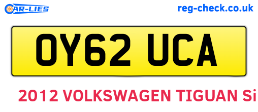 OY62UCA are the vehicle registration plates.
