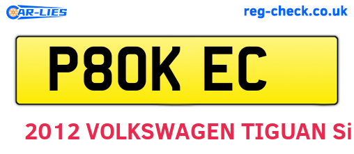 P80KEC are the vehicle registration plates.
