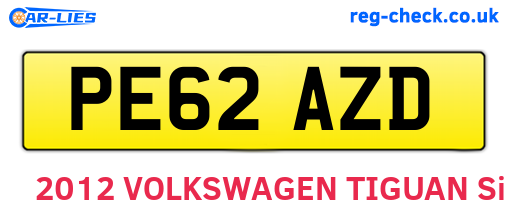PE62AZD are the vehicle registration plates.