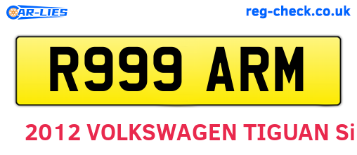 R999ARM are the vehicle registration plates.