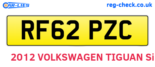 RF62PZC are the vehicle registration plates.