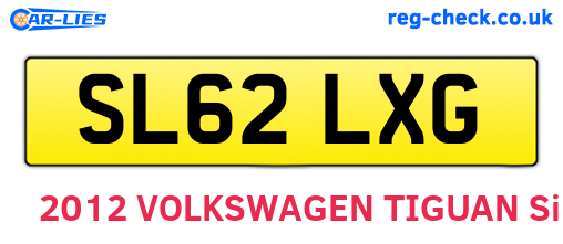 SL62LXG are the vehicle registration plates.