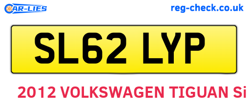SL62LYP are the vehicle registration plates.
