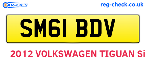 SM61BDV are the vehicle registration plates.