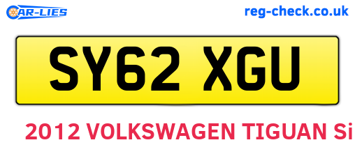 SY62XGU are the vehicle registration plates.