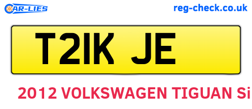 T21KJE are the vehicle registration plates.