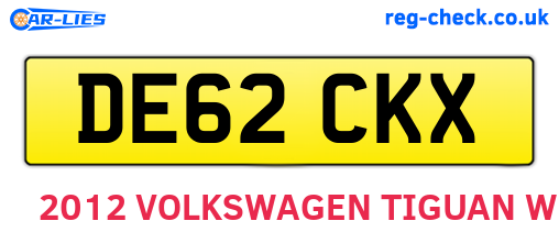 DE62CKX are the vehicle registration plates.