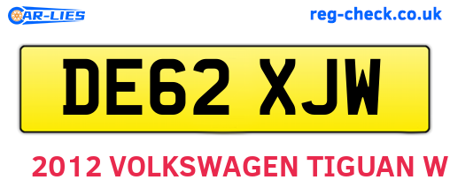 DE62XJW are the vehicle registration plates.
