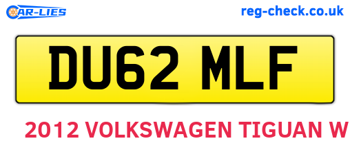 DU62MLF are the vehicle registration plates.