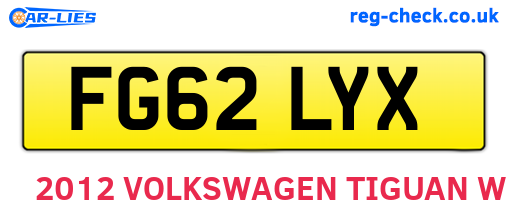 FG62LYX are the vehicle registration plates.