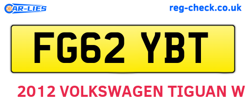FG62YBT are the vehicle registration plates.