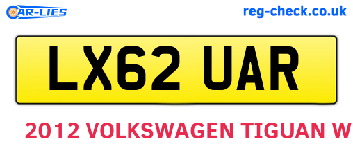 LX62UAR are the vehicle registration plates.