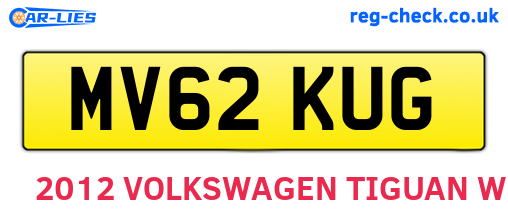 MV62KUG are the vehicle registration plates.