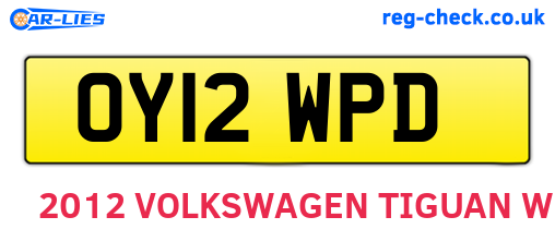 OY12WPD are the vehicle registration plates.