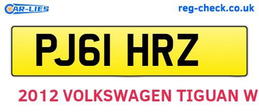 PJ61HRZ are the vehicle registration plates.
