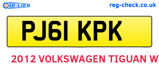PJ61KPK are the vehicle registration plates.