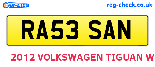 RA53SAN are the vehicle registration plates.