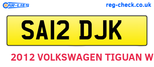 SA12DJK are the vehicle registration plates.