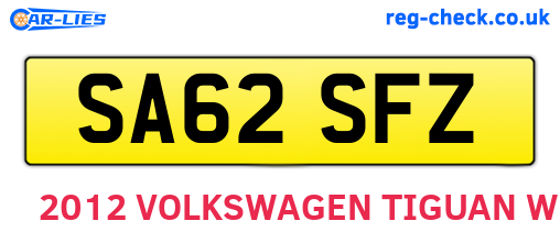 SA62SFZ are the vehicle registration plates.