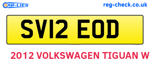 SV12EOD are the vehicle registration plates.