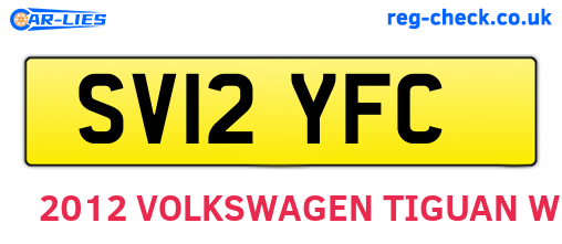 SV12YFC are the vehicle registration plates.
