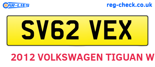 SV62VEX are the vehicle registration plates.