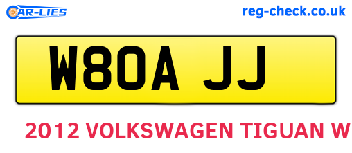 W80AJJ are the vehicle registration plates.