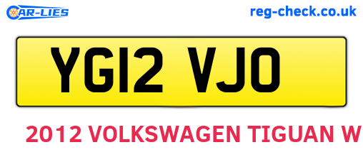 YG12VJO are the vehicle registration plates.
