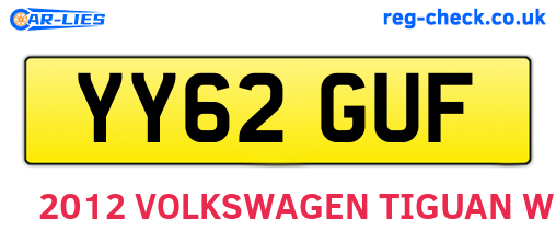YY62GUF are the vehicle registration plates.