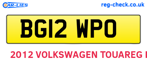 BG12WPO are the vehicle registration plates.