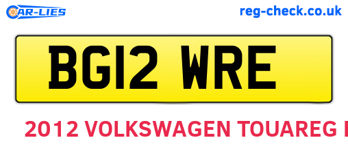 BG12WRE are the vehicle registration plates.