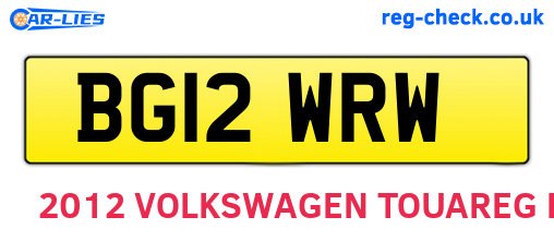 BG12WRW are the vehicle registration plates.