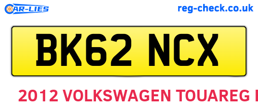 BK62NCX are the vehicle registration plates.
