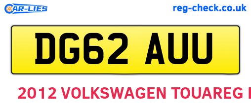 DG62AUU are the vehicle registration plates.