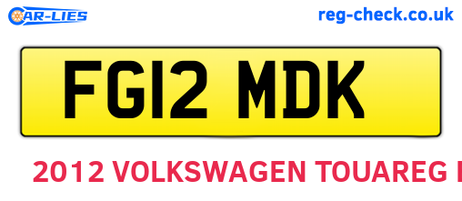 FG12MDK are the vehicle registration plates.