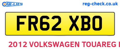FR62XBO are the vehicle registration plates.