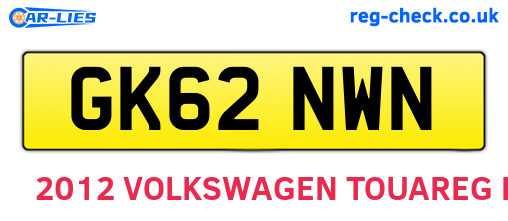 GK62NWN are the vehicle registration plates.